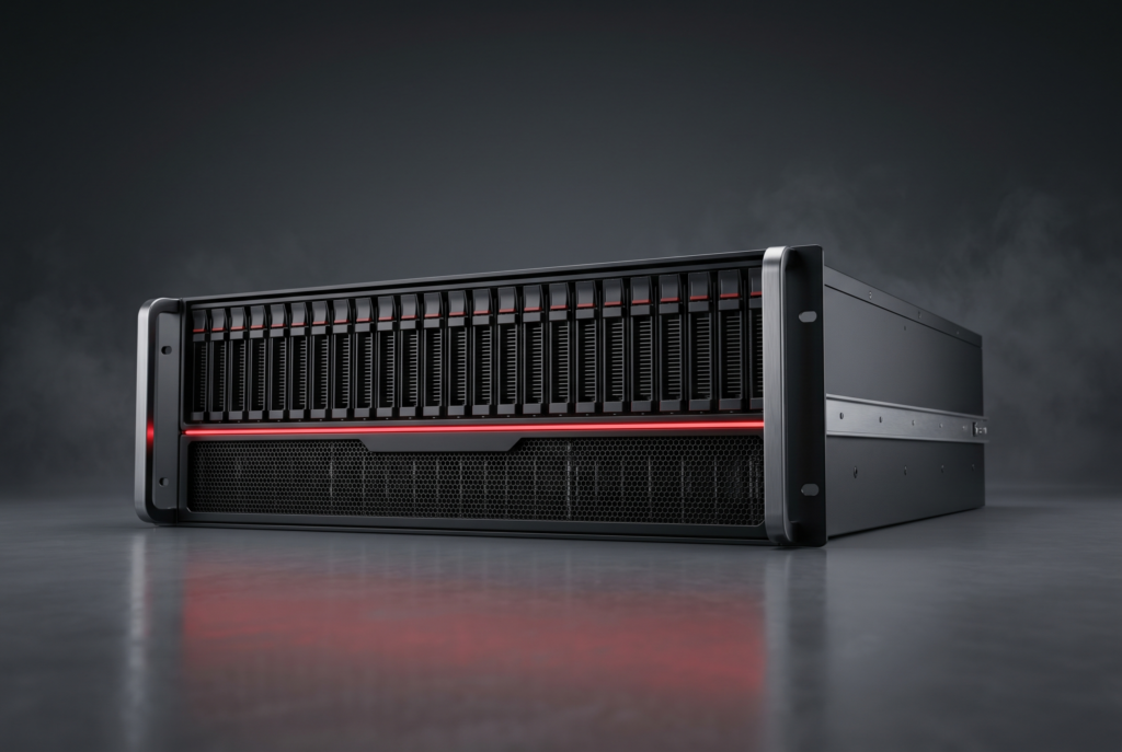 RDP GPU Mart GPU Servers HGX and PCIe AI training server with red accent lighting