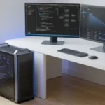 CARINA AI workstation on a developer desk — quiet desk-side AI