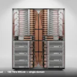 GB300 NVL72 - rear cable-cartridge backplane and liquid-cooling manifolds